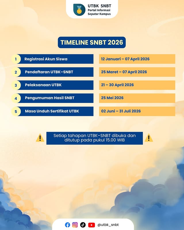 Jadwal Lengkap SNBT 2026 Persiapan Menuju PTN